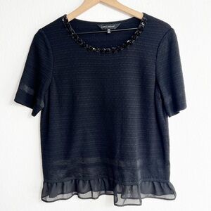 MING WANG BEADED BLACK WOMEN BLOUSE SIZE XS BRAND NEW